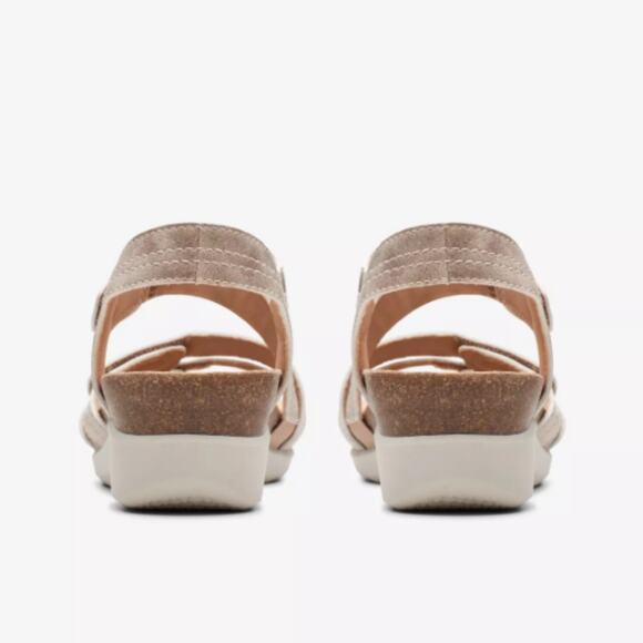 Clarks Women's Calenen Clara Strappy Wedge Sandals Bronze Metallic Size 8M - Picture 4 of 8